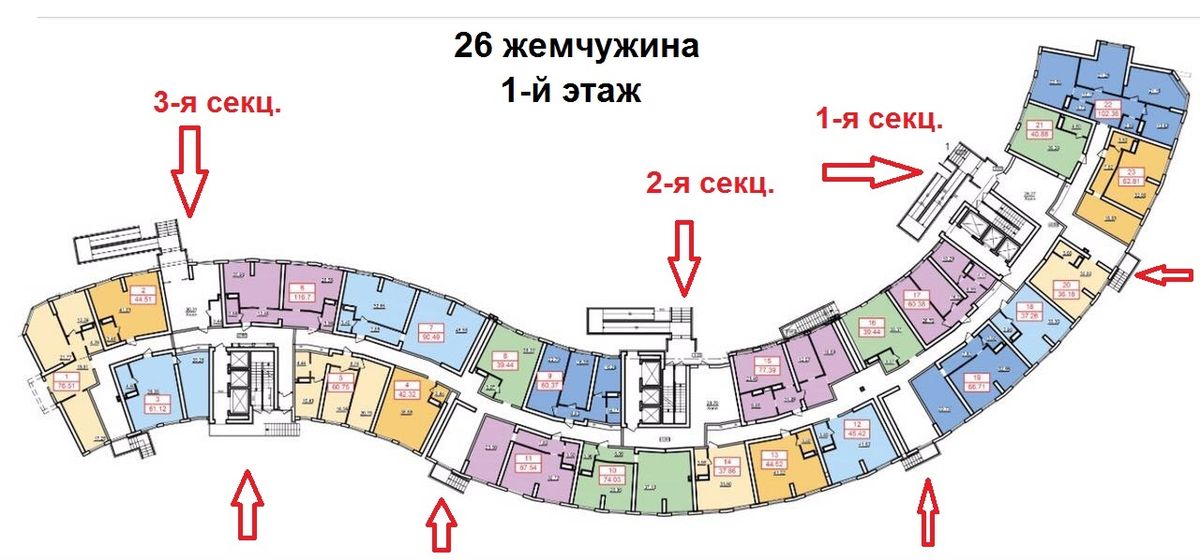 План поверху • Секция 2 • Поверхи: 1