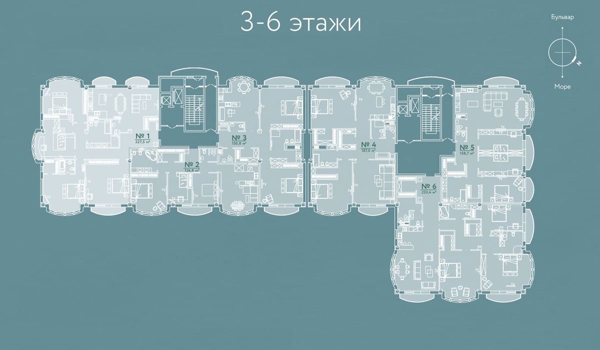 План поверху • 3-6 этаж